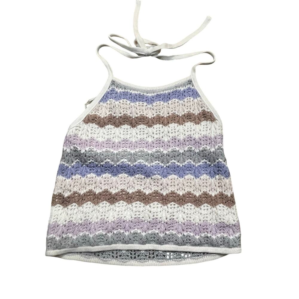 NEW‎ American Eagle Crochet Halter Top Striped Boho Knit Festival Women’s S/P